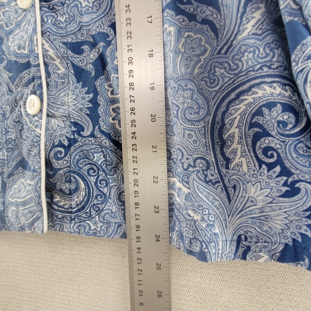 Lauren Ralph Lauren Womens Pajamas 2 Piece Paisley Set Top Pants Size Large Blue - Picture 12 of 14